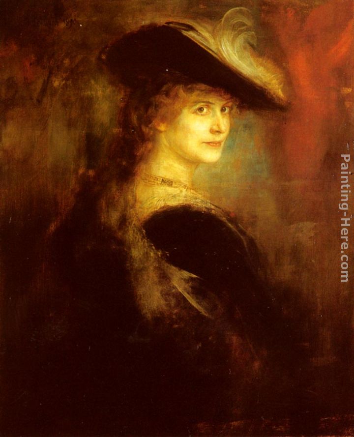 Portrait Of An Elegant Lady In Rubenesque Costume painting - Franz von Lenbach Portrait Of An Elegant Lady In Rubenesque Costume art painting